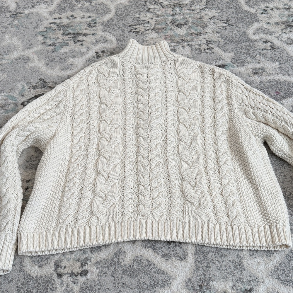 Jenni Kayne Cotton Cable-Knit Zip Sweater Chunky - Picture 10 of 11